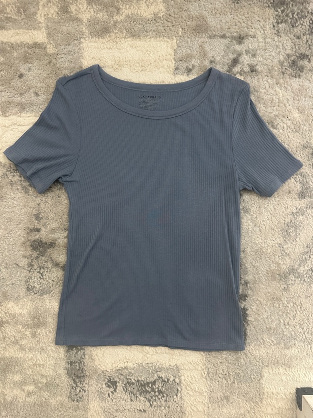 Lucky Brand Women's M ribbed Short Sleeve Snug Fit T-Shirt Blue